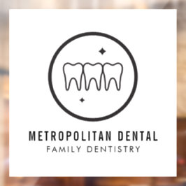 Modern Dentist Teeth Black Logo Raamsticker