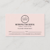 Modern Dentist Teeth Black Logo roze benoeming Visitekaartje (Voorkant)