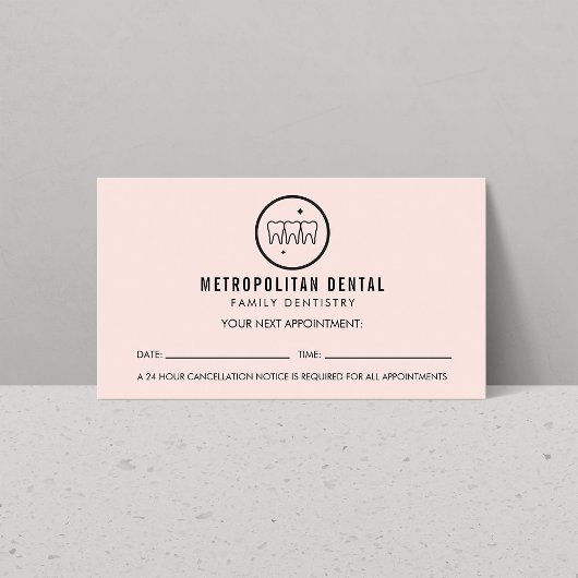 Modern Dentist Teeth Black Logo roze benoeming Visitekaartje