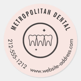 Modern Dentist Teeth Black Logo roze Ronde Sticker
