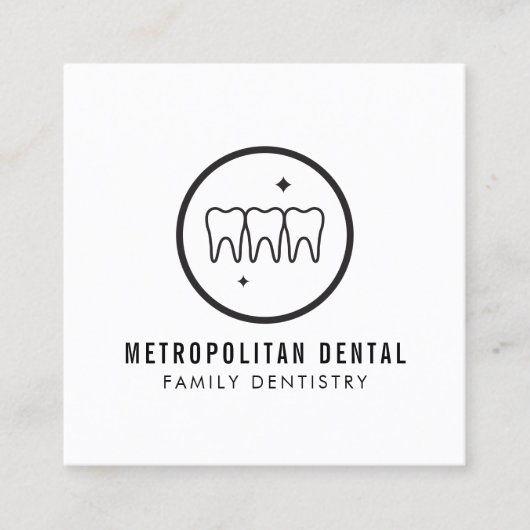 Modern Dentist Teeth Black Logo Vierkante Visitekaartje (Voorkant)