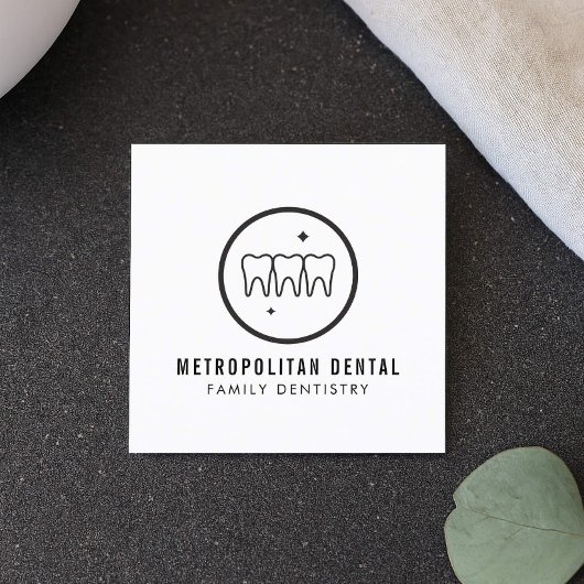 Modern Dentist Teeth Black Logo Vierkante Visitekaartje
