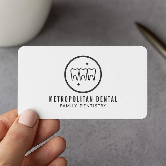 Modern Dentist Teeth Black Logo Visitekaartje