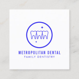 Modern Dentist Teeth Blue Logo Vierkante Visitekaartje