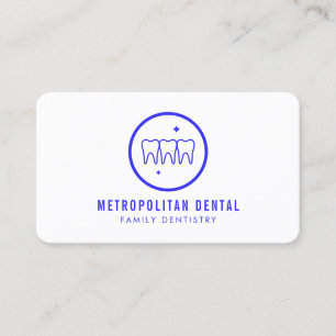 Modern Dentist Teeth Blue Logo Visitekaartje
