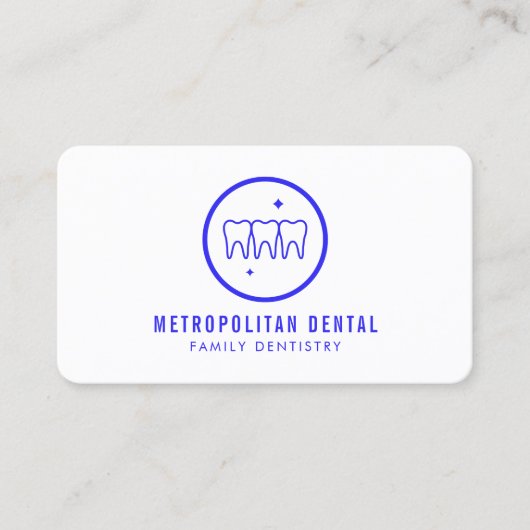 Modern Dentist Teeth Blue Logo Visitekaartje (Voorkant)