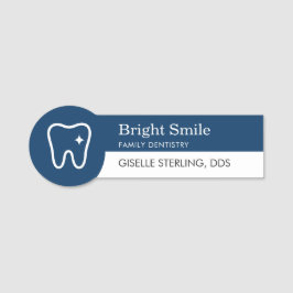 Modern Dentist Tooth Logo Navy Blue Office Naamplaatje