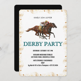 Modern Derby Horse Racing Party Invite Kaart