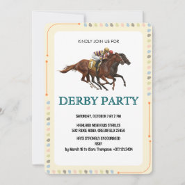 Modern Derby Horse Racing Party Invite Kaart