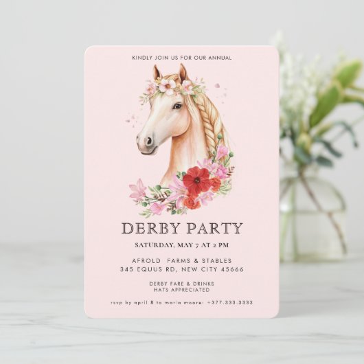Modern Derby Party Kaart (Staand voorkant)