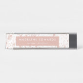 Modern Desert Blush & White Terrazzo gepersonalise Bureau Naambordje (Voorkant)