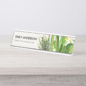 MODERN DESERT CACTUS FLORAL GARDEN WATERVERF BUREAU NAAMBORDJE (Voorkant)