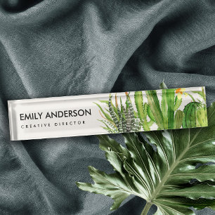 MODERN DESERT CACTUS FLORAL GARDEN WATERVERF NAAMBORDJE