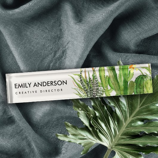 MODERN DESERT CACTUS FLORAL GARDEN WATERVERF NAAMBORDJE