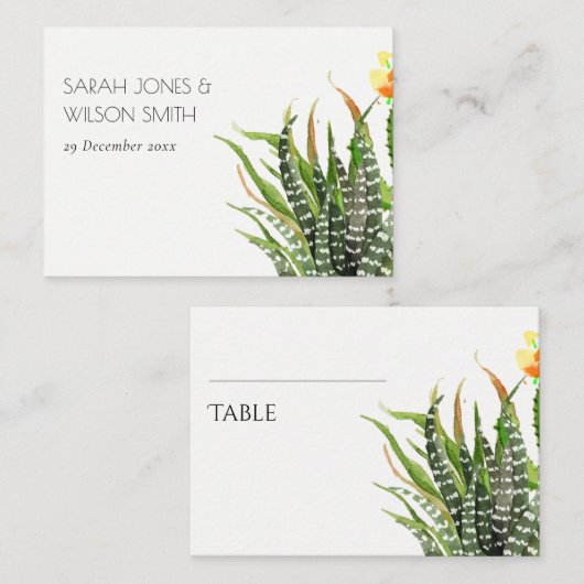 MODERN DESERT CACTUS FLORAL GARDEN WATERVERF PLAATSKAARTJE (Voorkant / Achterkant)