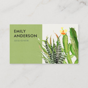 MODERN DESERT CACTUS FLORAL GARDEN WATERVERF VISITEKAARTJE