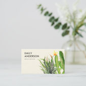 MODERN DESERT CACTUS FLORAL GARDEN WATERVERF VISITEKAARTJE (Staand voorkant)