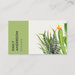 MODERN DESERT CACTUS FLORAL GARDEN WATERVERF VISITEKAARTJE