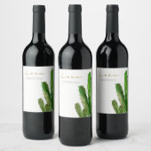 MODERN DESERT CACTUS FOLIAGE WATERVERF LOVE WIJN ETIKET (Flessen)