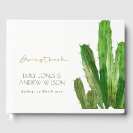 MODERN DESERT CACTUS FOLIAGE WATERVERF WEDING GASTENBOEK