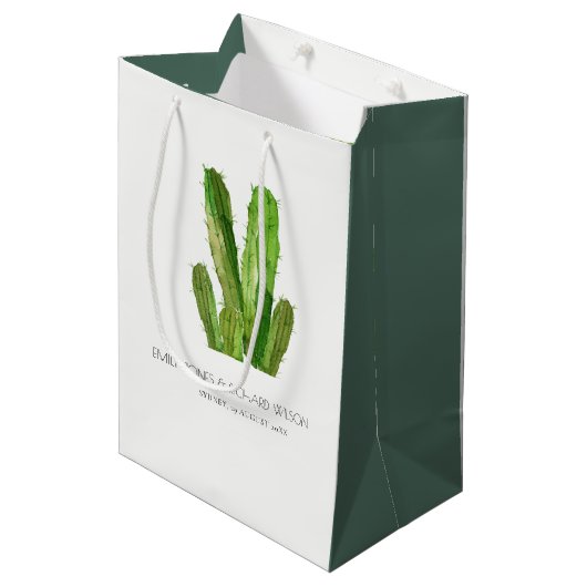 MODERN DESERT CACTUS FOLIAGE WATERVERF WEDING MEDIUM CADEAUZAKJE (Voorkant Gekanteld)