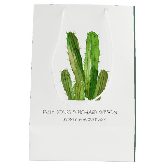 MODERN DESERT CACTUS FOLIAGE WATERVERF WEDING MEDIUM CADEAUZAKJE (Achterkant)