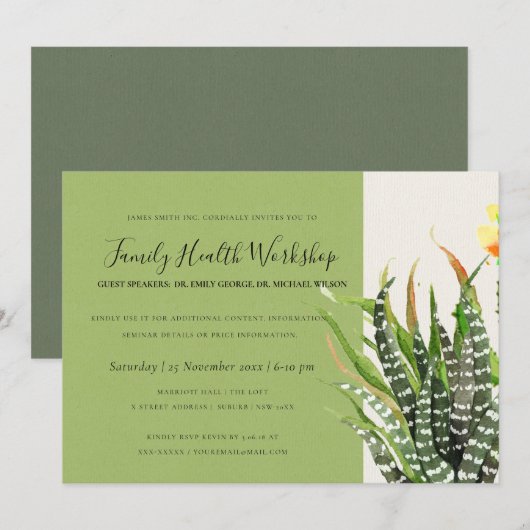 MODERN DESERT CACTUS WATERVERF WORKSHOP-GEBEURTENI KAART (Voorkant / Achterkant)