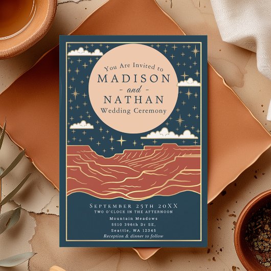 Modern Desert Moon Canyon bruiloft Kaart