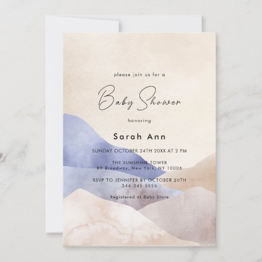 Modern Desert Mountain Abstract Baby shower Kaart (Voorkant)