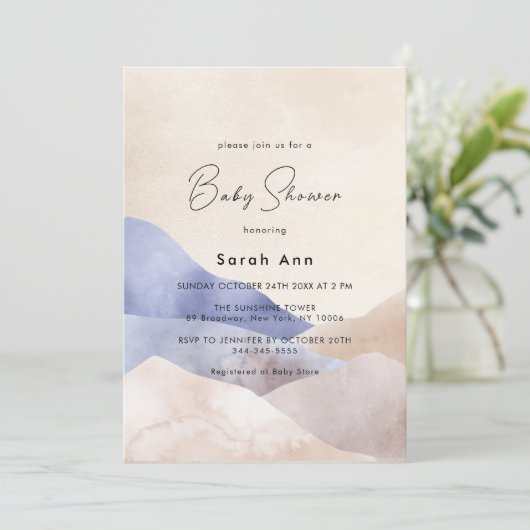Modern Desert Mountain Abstract Baby shower Kaart (Staand voorkant)