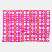 Modern desHot pink and orange sun with white sails Theedoek (Horizontaal)