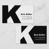Modern design Big Retro K-Monogram omkeerbaar Visitekaartje (Voorkant / Achterkant)