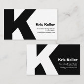 Modern design Big Retro K-Monogram omkeerbaar Visitekaartje (Voorkant / Achterkant)