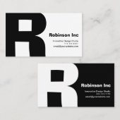 Modern design Big Retro R-Monogram omkeerbaar Visitekaartje (Voorkant / Achterkant)