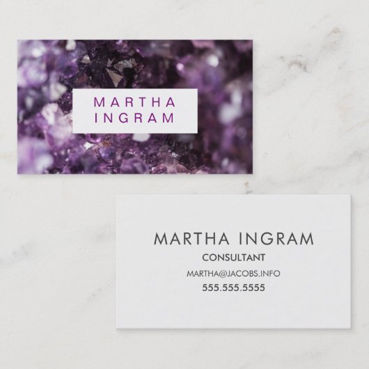 modern Design Bold Paars Amethyst Crystal Visitekaartje (Voorkant / Achterkant)
