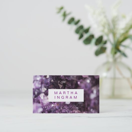 modern Design Bold Paars Amethyst Crystal Visitekaartje (Staand voorkant)