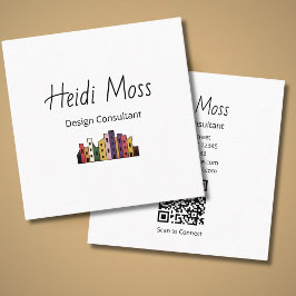 Modern Design Consultant Colorful Skyline QR code  Vierkante Visitekaartje