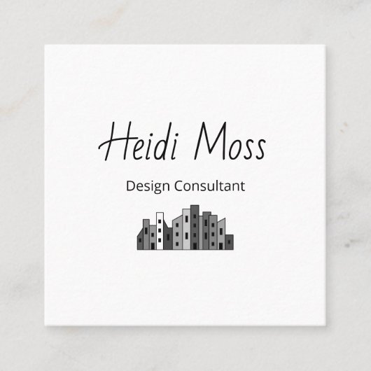 Modern Design Consultant QR code Black White Vierkante Visitekaartje (Voorkant)