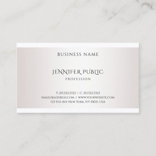 Modern design Elegant Faux Silver Eenvoudige Sjabl Visitekaartje (Achterkant)