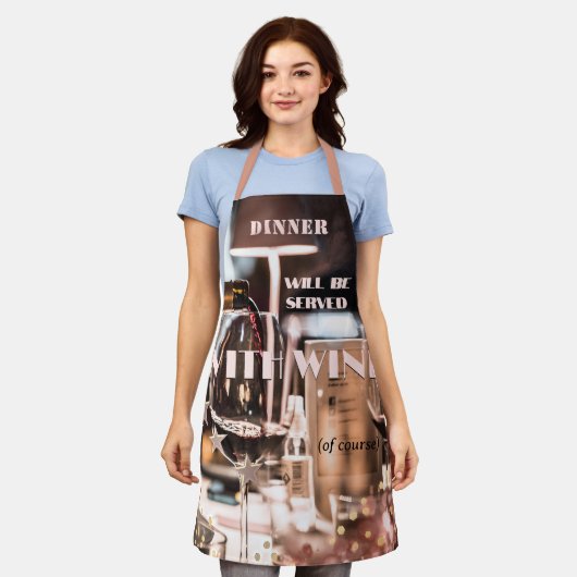 Modern Design Feestelijk Wijnthema Schort (Gedragen)