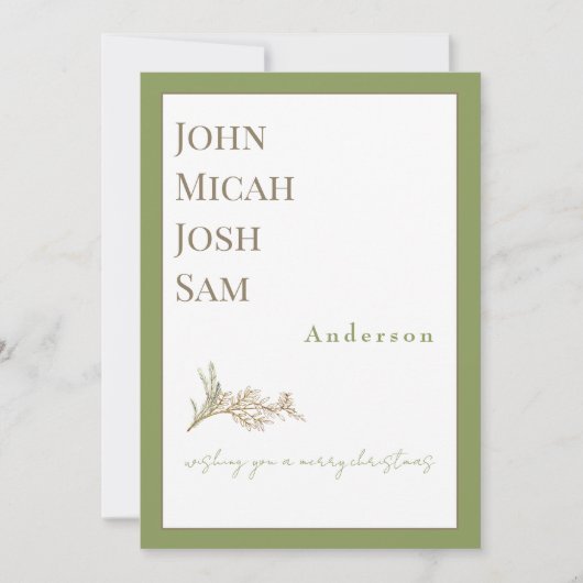 Modern Design Foto Mos Groene Kerstmis Feestdagenkaart (Voorkant)