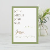 Modern Design Foto Mos Groene Kerstmis Feestdagenkaart (Staand voorkant)