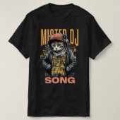 Modern design Grappige Deejay kat Techno muziek Zw T-shirt (Design voorkant)