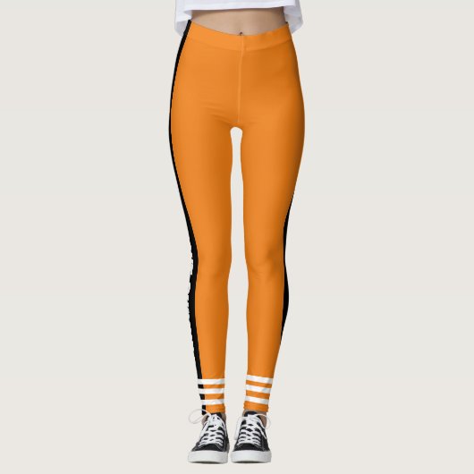Modern design l Zwart-witte tekst l Sinaasappel Leggings (Voorkant)