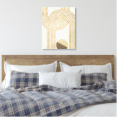 Modern design met beige en gele strepen canvas afdruk (Insitu (Slaapkamer))