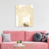 Modern design met beige en gele strepen canvas afdruk (Insitu (Woonkamer))