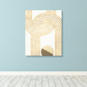 Modern design met beige en gele strepen canvas afdruk (Insitu (Houten vloer))