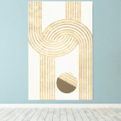 Modern design met beige en gele strepen canvas afdruk (Insitu (Houten vloer))