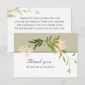 Modern Design Roze Garden Flowers Greenery Wedding Bedankkaart (Voorkant / Achterkant)