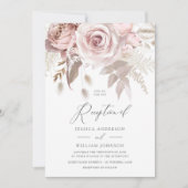 Modern Designer Dusty Roos Blush Wedding Reception Kaart (Voorkant)